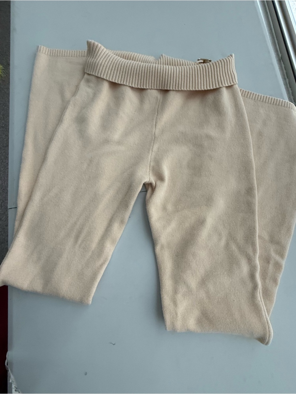 Cream Knit Pull-On Pants